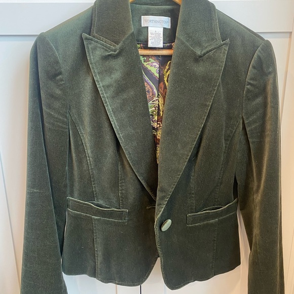 Dark green velvet blazer jacket - Picture 4 of 4